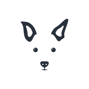 Silhouette simple head dog. Vector illustration.