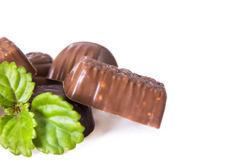 assortment of chocolates isolated on white