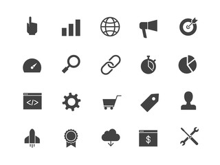 SEO black color silhouettes vector icons set