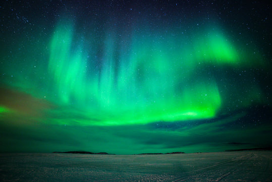 Northern Lights. Aurora over Scandinavia. March 2017