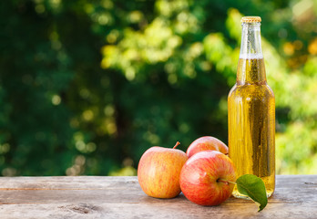 cold apple cider in bottle