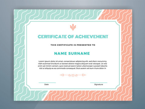 Multipurpose Modern Professional Certificate Template Design for Print. .Pastel Color Scheme Certificate of Achievement. Vector illustration
