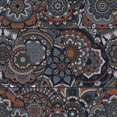 Seamless mandalas pattern. Vintage decorative elements with mandala. Hand drawn mandala background. Islam, Arabic mandala, Indian, mandala ottoman motifs. Perfect for printing on fabric or paper.