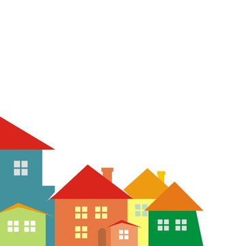 Town, color illustration, vector icon
