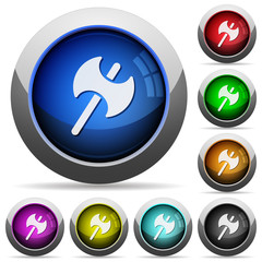 Two headed battle axe round glossy buttons