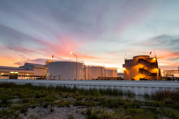 Refinery plant of a petrochemical industry with twilight
