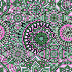 Patchwork pattern. Vintage decorative elements. Hand drawn background. Islam, Arabic, Indian, ottoman motifs. Perfect for printing on fabric or paper.