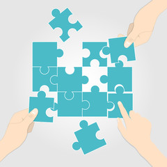 playing jigsaw blank vector