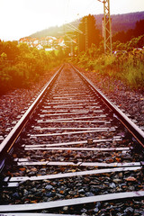 Fototapeta premium Bahngleise in Schluchsee im Schwarzwald