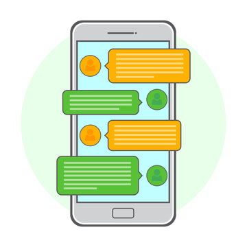 Mobile phone. Vector illustration chating and messaging concept. Flat design.
