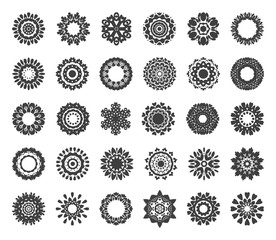 Set of Round Decoration Ornaments. Mandala