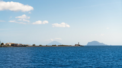 Fototapeta premium Lighthouse at Lingua head on Salina Island
