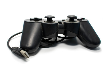 The old joystick is used as a device for computer games. On a white background. © Chakkapan