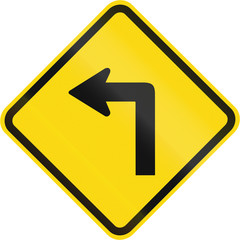 Road sign used in Brazil - Sharp curve 90 degrees to left