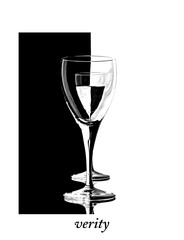 wine glasses on black and white background. The concept of "in vino veritas"