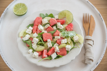 Salat mit Melone und Feta 