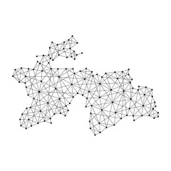 Map of Tajikistan from polygonal black lines and dots of vector illustration