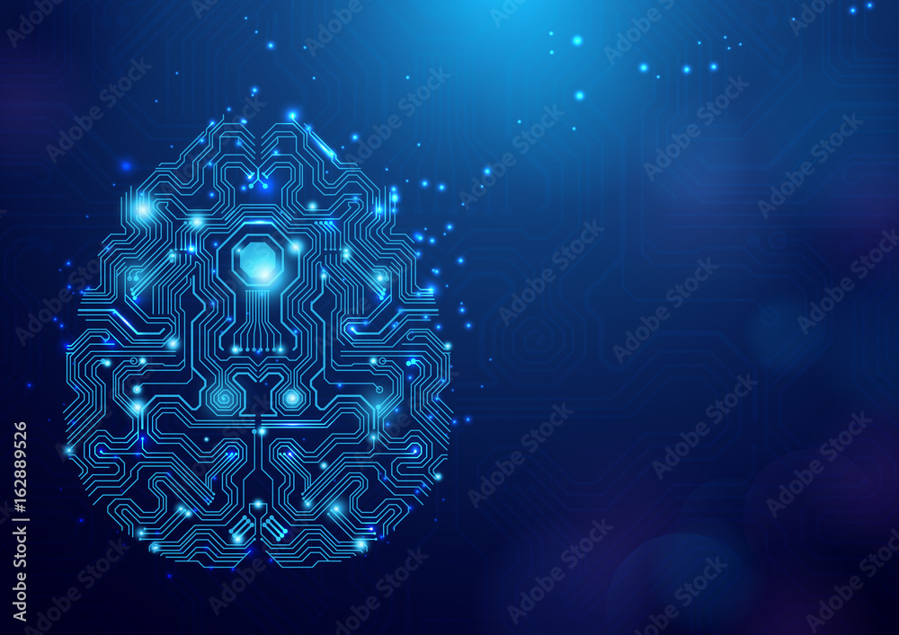 Leinwandbilder abstract brain circuit lines hi technology on blue background with space for your text