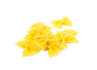 Traditional farfalle pasta isolated on a white background