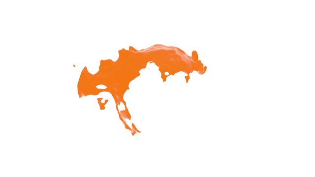 Paint flows with splashes around sphere with attraction to its center (with alpha channel). Good effect for ids, packshots, round logotypes. Separated on pure white background.