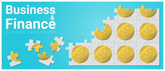 Business and Finance concept background with money jigsaw puzzle , vector , illustration