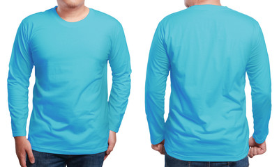 Blue Long Sleeved Shirt Design Template