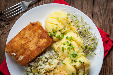 Fried fish fillet of cod.