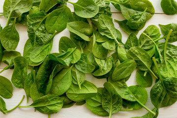 Spinach leaves top view