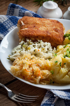 Fried fish fillet of cod.