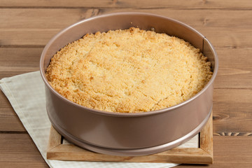 Homebaked Cottage Cheese Pie In Baking Tray.
