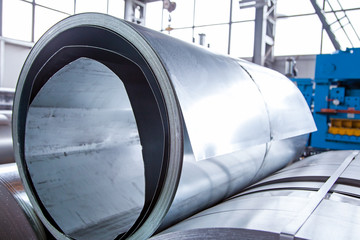 rolls of sheet metal (steel) at industry (background) 2