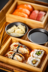 Sushi Set sashimi and sushi rolls
