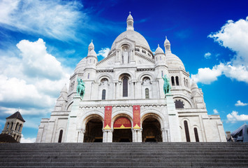 world famous Sacre Coeur church, Paris, France, retro toned