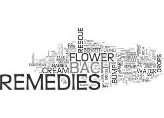 BACH FLOWER REMEDIES TO THE RESCUE TEXT WORD CLOUD CONCEPT - obrazy, fototapety, plakaty