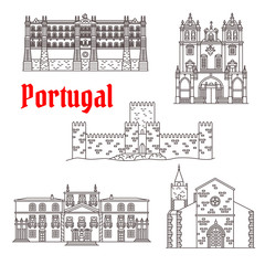 Fototapeta premium Portugal architecture landmarks vector buildings