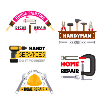 House repair vector icons of handyman work tools