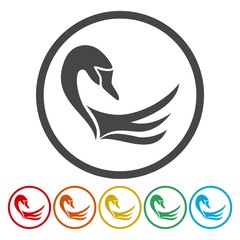 Swan Icons set Flat Graphic Design - Illustration 