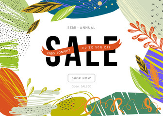 Sale banner template design. Vector illustration.
