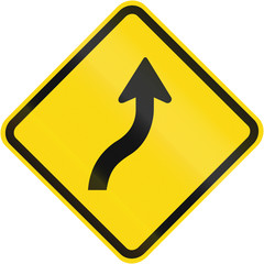 Road sign used in Brazil - Reverse curve less than 60 degrees, to right