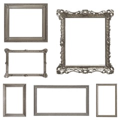 Set of silver  frames isolated on white