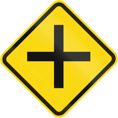 Road sign used in Brazil - Side road junction uncontrolled