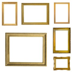 Set of gilded (gold)  frames isolated on white