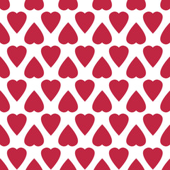Seamless pattern with red hearts on white
