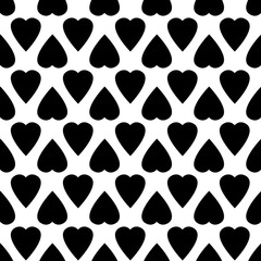 Seamless pattern with black hearts on white background