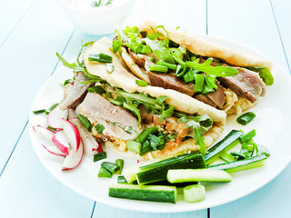 Pitas with duck
