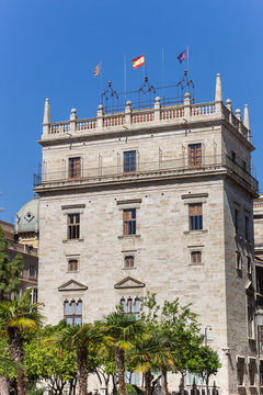 Flags at the Generalidad palace in Valencia