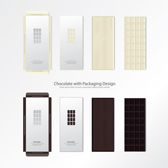 Chocolate with Packaging Design Vector Illustration