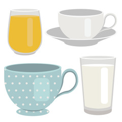 Set of breakfast drinks object, vector