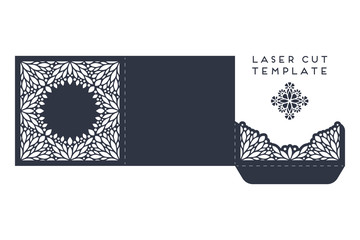 Vector wedding card laser cut template with mandala