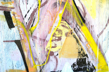 The walls painted in various colorful bright colors. Detail of a graffiti wall. Can use as a background or texture